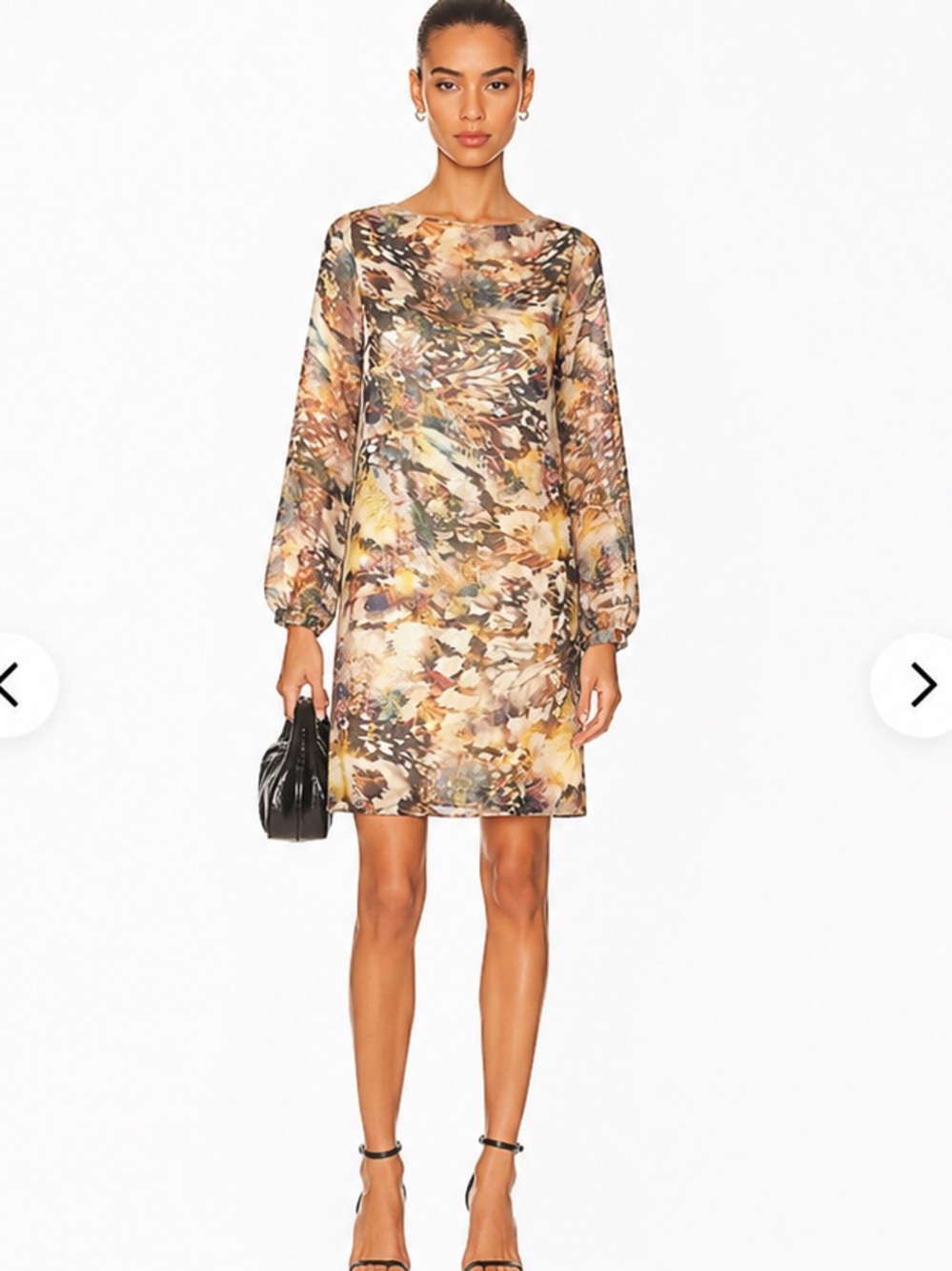 Multicolor Sheer Dress print pattern long sleeve